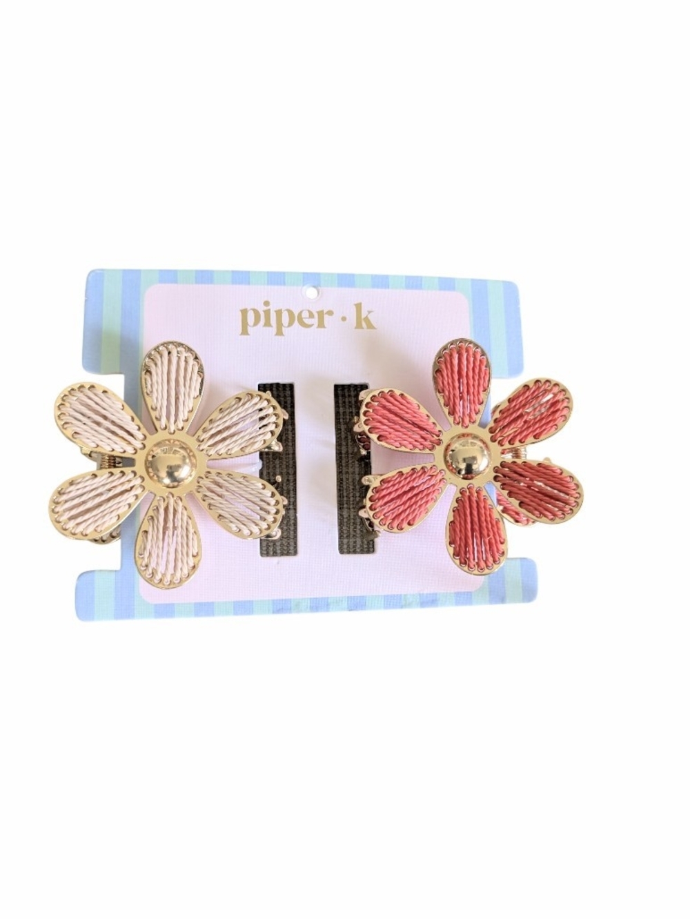 Piper + K Floral Raffia Hair Claw Clip Set of 2 - NWT